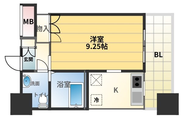 恵美須町駅 徒歩1分 7階の物件間取画像